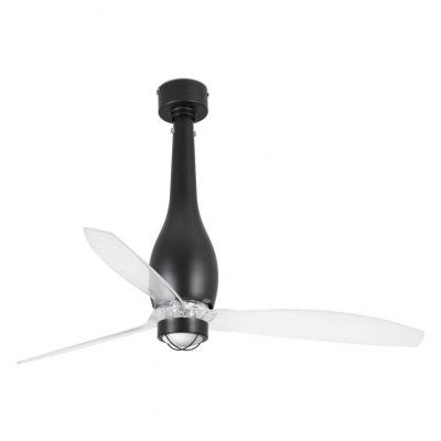FARO  ETERFAN LED Noir Mat, Ventilateur de Plafond Transparent avec Moteur DC, 3000K