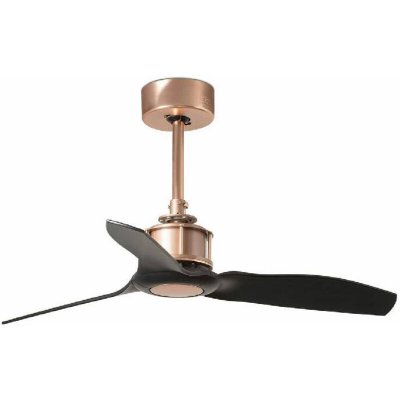 FARO BARCELONA Faro Just Fan Xs - Ventilateur de plafond cuivre 3 lames pales noires 81cm