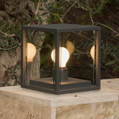 FARO BARCELONA Faro Nala - 1 pi&eacute;destal d'ext&eacute;rieur l&eacute;ger gris fonc&eacute; IP54, E27