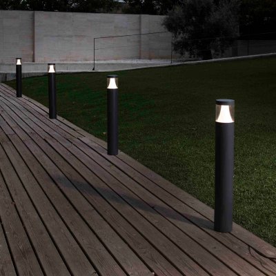 FARO BARCELONA Faro Plim - Borne d'ext&eacute;rieur LED 1 gris fonc&eacute; 10W 3000K IP65