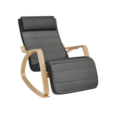 Fauteuil &agrave; bascule avec accoudoirs et repose-pieds - Gris