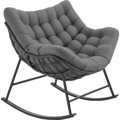 TECTAKE Fauteuil &agrave; bascule matelass&eacute;, acier, gris anthracite, 93x99,5x89cm