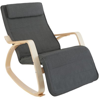 TECTAKE Fauteuil &agrave; bascule Onda gris fonc&eacute;