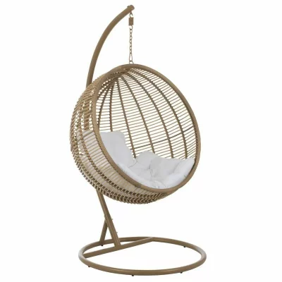 PARIS PRIX Fauteuil boule effet rotin avec coussins doni - j-line