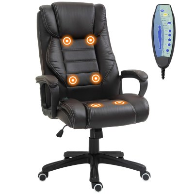 Fauteuil bureau ergonomique dossier &agrave; bascule synth&eacute;tique brun