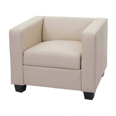 MENDLER Fauteuil Club / Lounge Lille, 86x75x70cm, simili-cuir, cr&egrave;me