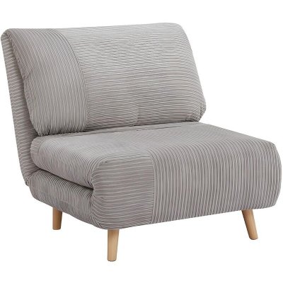 VENTE UNIQUE Fauteuil convertible en velours c&ocirc;tel&eacute; PALULA - Gris clair