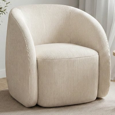 IDMARKET Fauteuil CORI en velours c&ocirc;tel&eacute; beige - 71x74x66 cm
