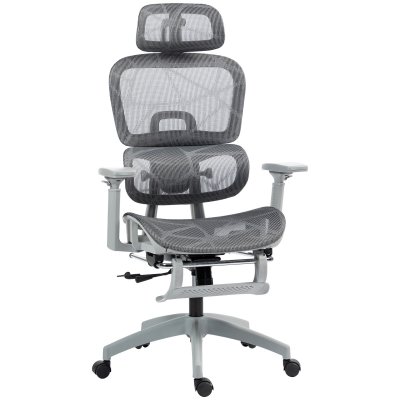 Fauteuil de bureau accoudoirs 3d dossier inclinable tissu maille gris