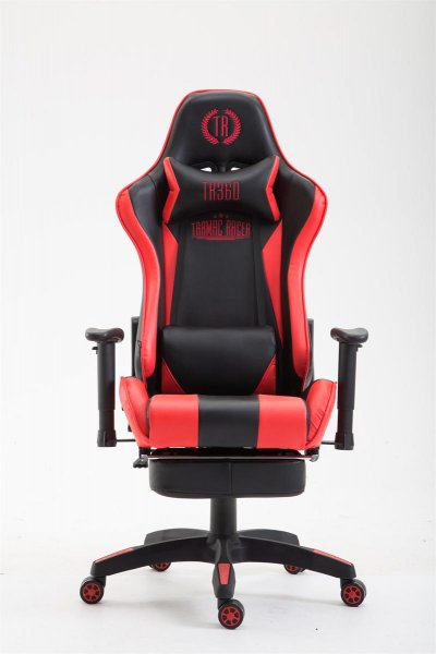  Fauteuil de bureau Boavista avec/sans repose-pied similicuir noir/rouge avec repose-pied
