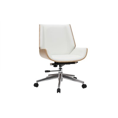 Fauteuil de bureau design bois clair et blanc curved
