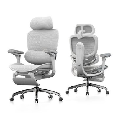 Fauteuil de bureau ergonomique C300 V2 - Accoudoirs 8D - Maille respirante - Repose-pieds - Gris