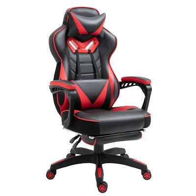 VINSETTO Fauteuil de bureau gamer inclinable repose-pied coussins rev&ecirc;tement synth&eacute;tique