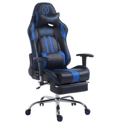 CLP Fauteuil de bureau gamer limit v2 en similicuir , noir / bleu/avec repose-pieds