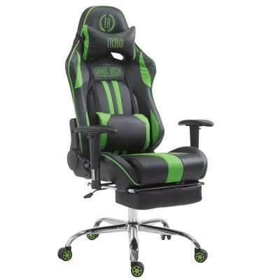 CLP Fauteuil de bureau gamer limit v2 en similicuir , noir / vert/avec repose-pieds