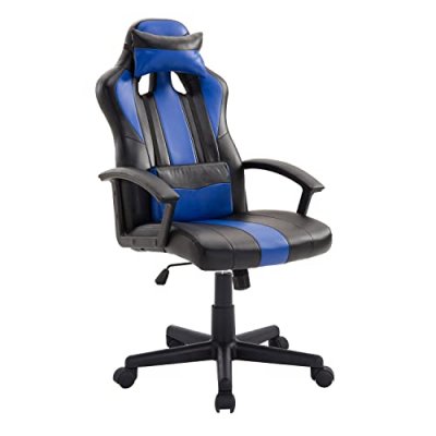 HAPPY GARDEN Fauteuil de bureau gamer noir et bleu crash