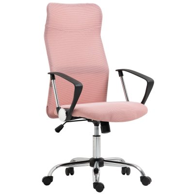 Fauteuil de bureau hauteur assise r&eacute;glable tissu maille rose