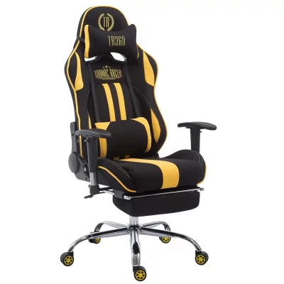 CLP Fauteuil de bureau racing Limit tissu avec ou sans repose-pieds Noir / Jaune avec repose-pieds