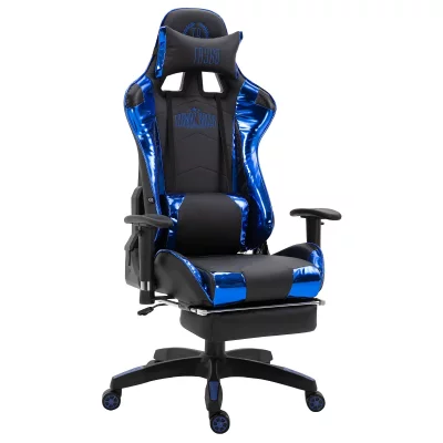 CLP Fauteuil de bureau Turbo xl en similicuir noir/&eacute;clat bleu similicuir m&eacute;tallis&eacute;