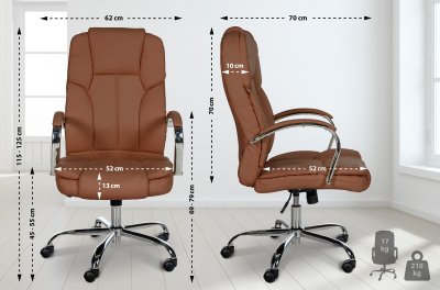 Fauteuil de bureau XXL Xanthos en Similicuir avec une  capacit&eacute; de charge de 210 kg , Marron clair