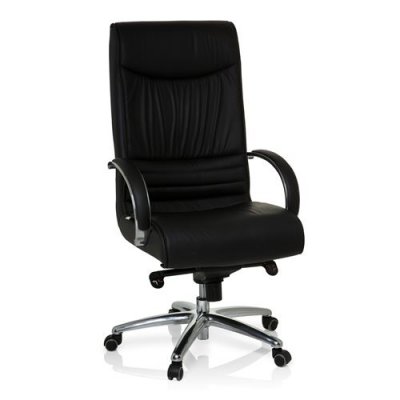 Fauteuil de direction / chaise de bureau xxl f 400 en cuir noir hjh office
