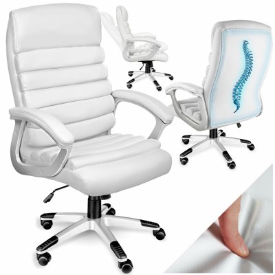 Fauteuil de direction rembourrage ondul&eacute; blanc