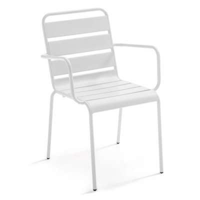 OVIALA Fauteuil de jardin - 55 x 55 x 83 cm - Acier - Palavas- Blanc