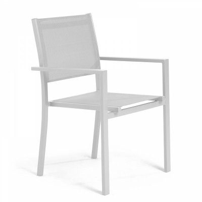OVIALA Fauteuil de jardin - 57 x 55 x 90 cm - Aluminium -  - Blanc