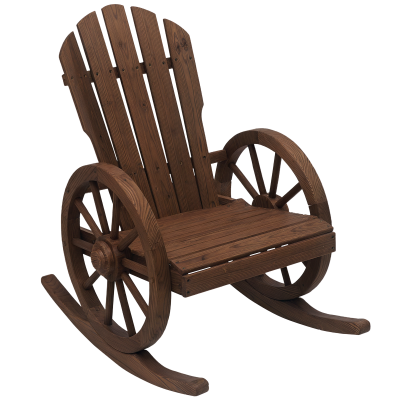 OUTSUNNY Fauteuil de jardin &agrave; bascule rustique chic sapin trait&eacute; carbonisation