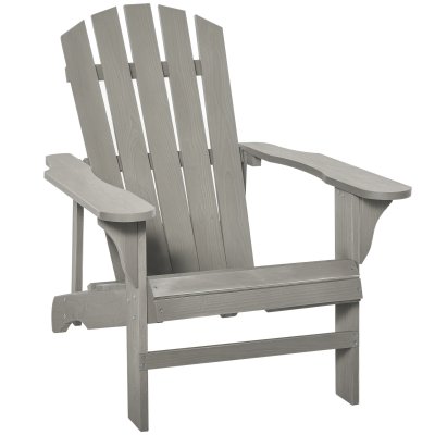 OUTSUNNY Fauteuil de jardin Adirondack bois sapin gris effet vieilli