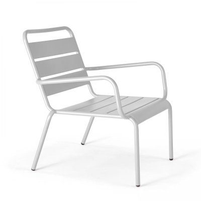 OVIALA Fauteuil de jardin bas - 60 x 64 x 72 cm - Acier - Palavas - Blanc