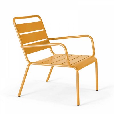 OVIALA Fauteuil de jardin bas - 60 x 64 x 72 cm - Acier - Palavas - Jaune