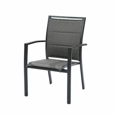 WILSA GARDEN Fauteuil de jardin en aluminium et textil&egrave;ne gris W_600020