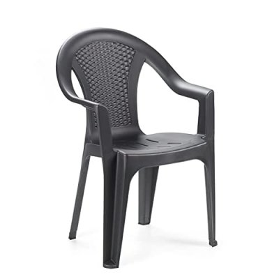 IPAE Fauteuil de jardin en plastique gris anthracite - 55x60x81cm