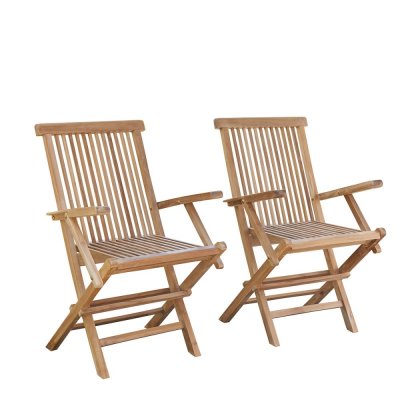 BERAH GETAH Fauteuil de jardin en teck massif pliant (lot de 2) - Marron