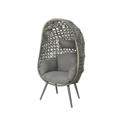 JARDIDECO Fauteuil de jardin sur pieds ouf de jardin en r&eacute;sine tress&eacute;e gris clair Palermo -