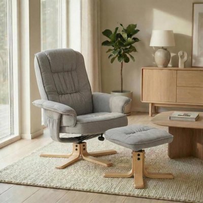 IDIMEX Fauteuil de relaxation avec repose-pieds CHARLY, en tissu gris