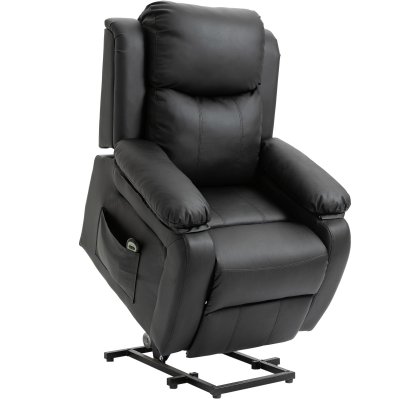 HOMCOM Fauteuil De Relaxation &Eacute;lectrique Releveur Inclinable R&eacute;glable Pu