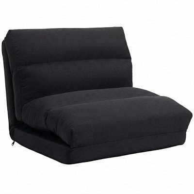 HOMCOM Fauteuil de sol dossier ajustable lit pliant paresseux tissu noir