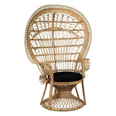 AUBRY GASPARD Fauteuil Emmanuelle en rotin blanc Naturel et noir Naturel Et Noir