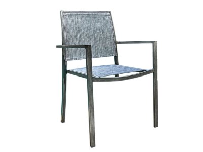 JARDILINE Fauteuil empilable en finition teck recycl&eacute; - Gris - 58 x 55 x 85 cm