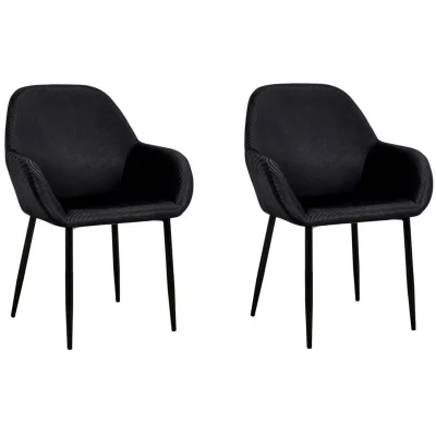 THE HOME DECO FACTORY Fauteuil en velours cotel&eacute; Giulia (Lot de 2) noir.