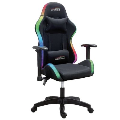 AMSTRAD Fauteuil Gamer -  - AMS-LED-FUSION-BK - Noir - &Eacute;clairage LED - R&eacute;glable en hauteur