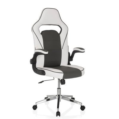 MYBUERO Fauteuil Gamer -  - GAME SPORT PRO - Blanc/Gris Fonc&eacute; - similicuir