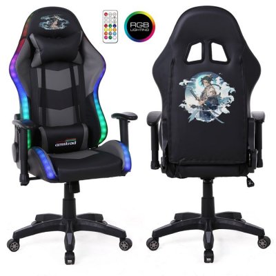 AMSTRAD Fauteuil Gaming  Elite-led-samurai - Noir Et Gris - Eclairage Led 576 Effets