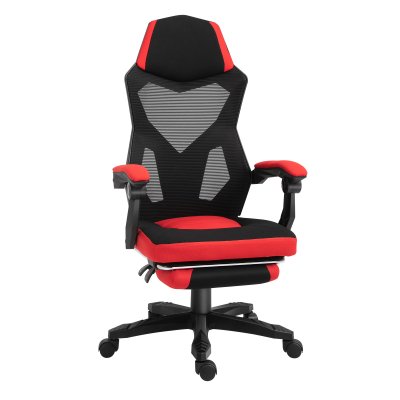 VINSETTO Fauteuil gaming inclinable r&eacute;glable avec repose-pied tissu maille