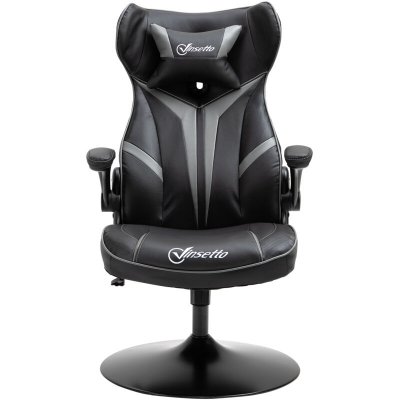 VINSETTO Fauteuil gaming r&eacute;glable t&eacute;ti&egrave;re accoudoirs relevables m&eacute;tal PVC