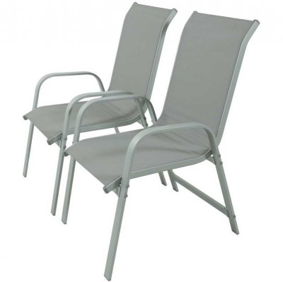 HABITAT ET JARDIN Fauteuil jardin Alu/Textil&egrave;ne ""Porto"" - Phoenix - Gris clair - Lot de 2