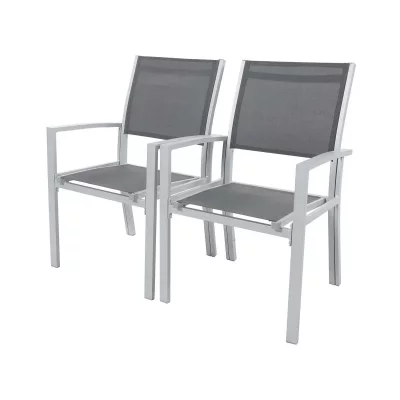 HABITAT ET JARDIN Fauteuil jardin Alu/Textil&egrave;ne ""Tropic"" - Phoenix - Gris fonc&eacute; - Lot de 2