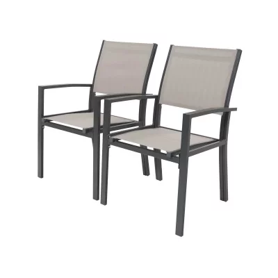 HABITAT ET JARDIN Fauteuil jardin Alu/Textil&egrave;ne ""Tropic"" - Phoenix - Taupe - Lot de 2